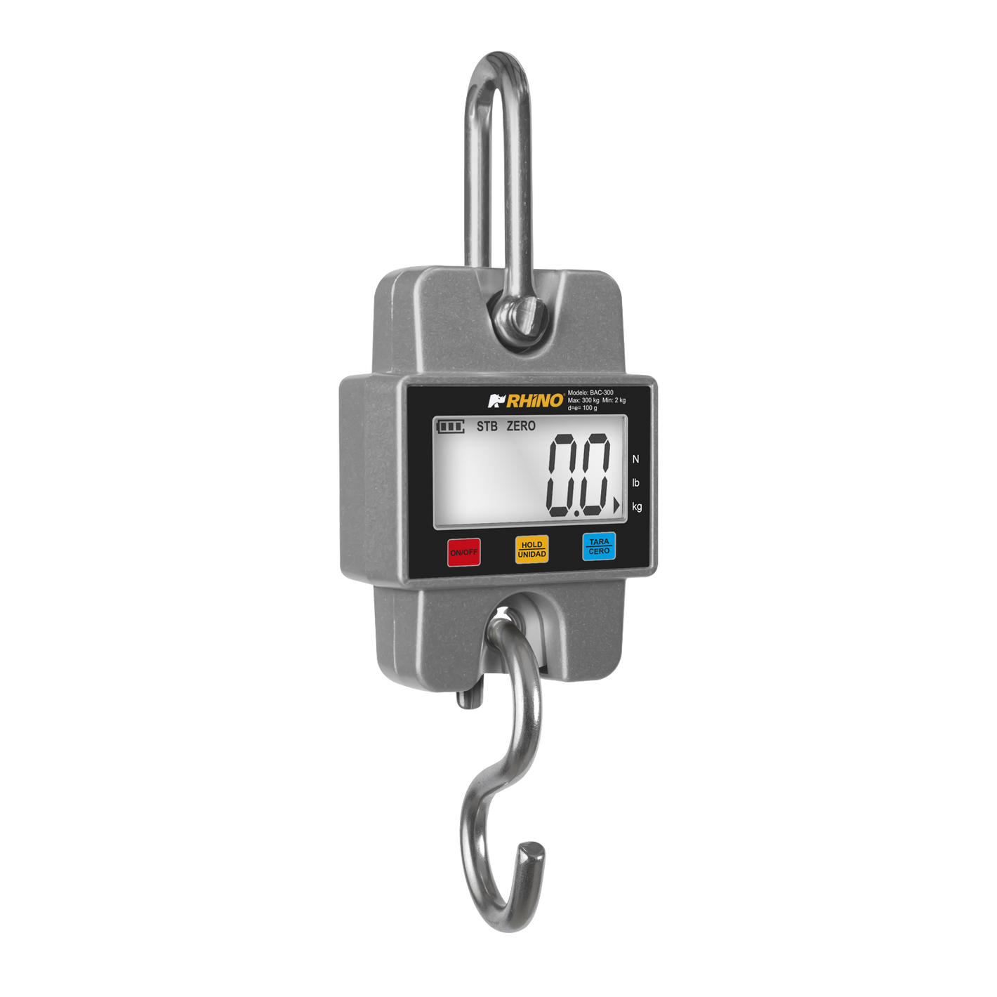 BÁSCULA ELECTRÓNICA COLGANTE RHINO | BAC-300 |  300 kg  / 100 g